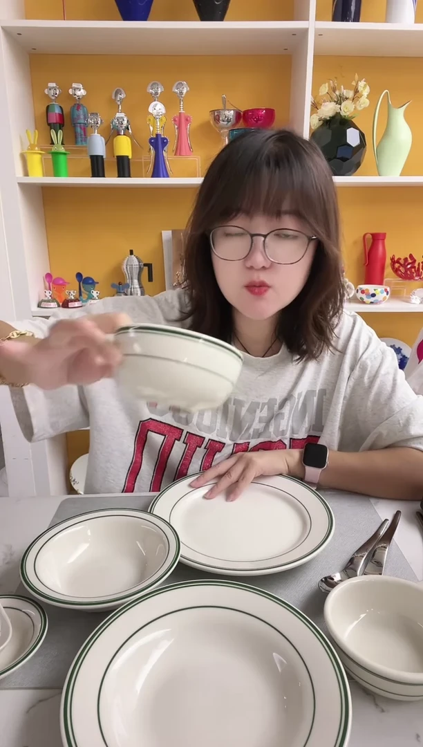 2个 Tuxton-绿线条系列 饭碗11.5cm