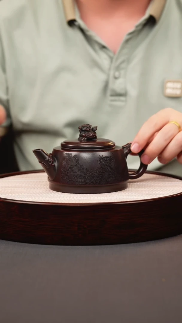 茶壶紫砂古红泥龙龟