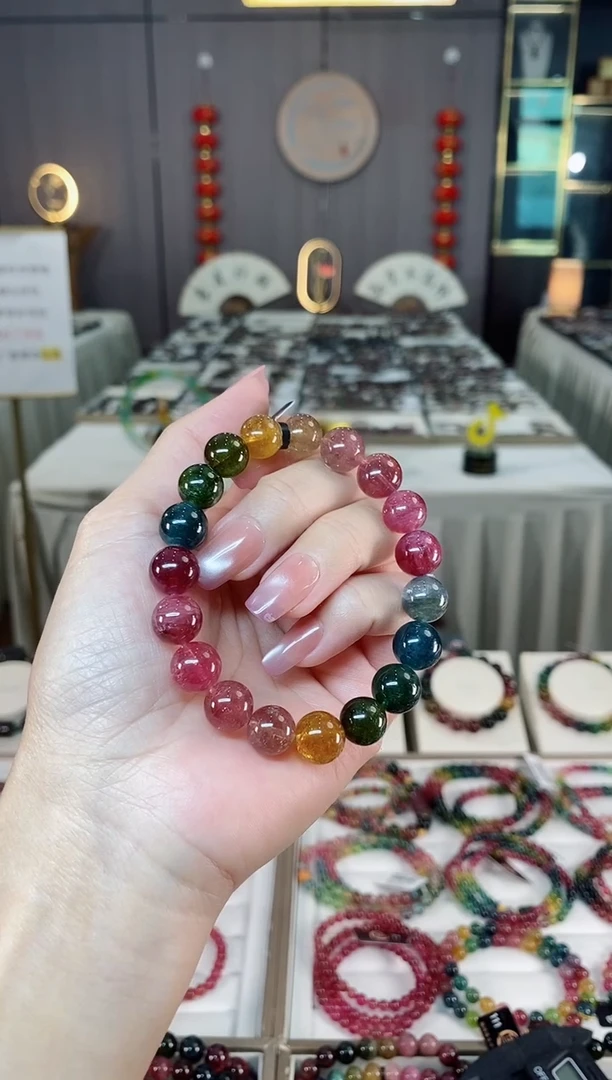 未镶嵌老矿碧玺彩虹单圈手串10mm+碧玺多样性发货一条hon