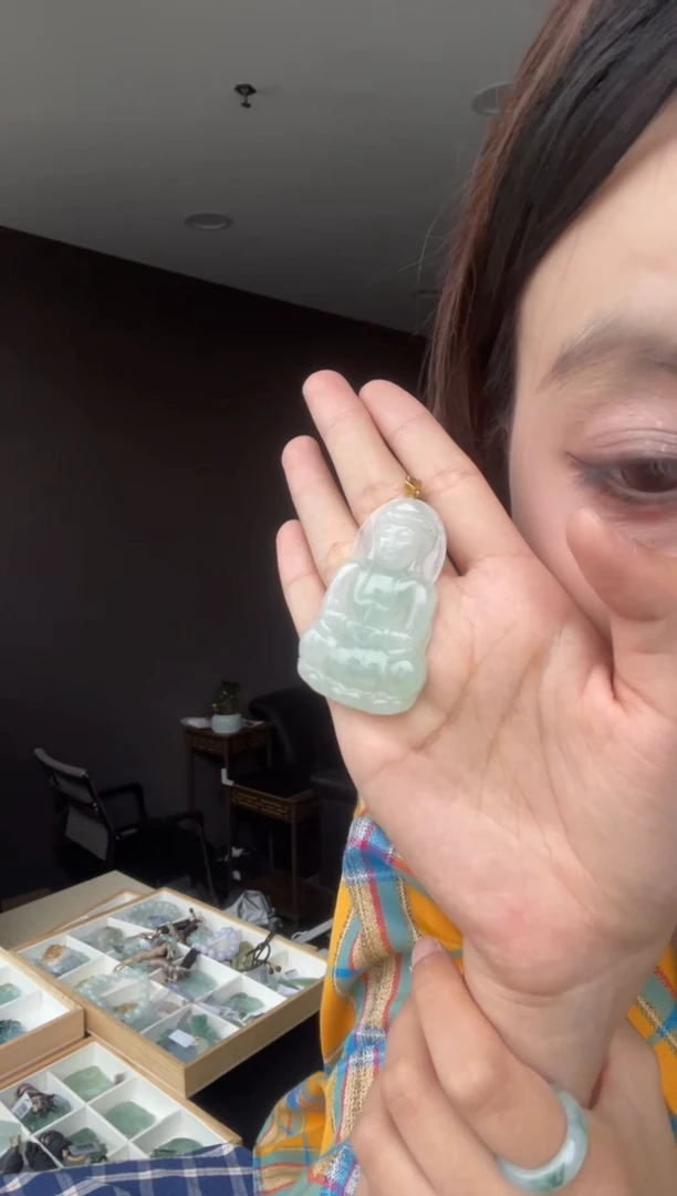 吊坠(不含链)18K金镶嵌翡翠ℋ****࿐天然缅甸A货翡翠