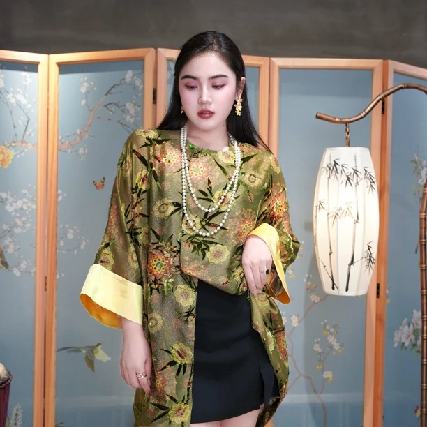 花汀堂·新中式国风手工私人定制真丝烂烧花上衣
