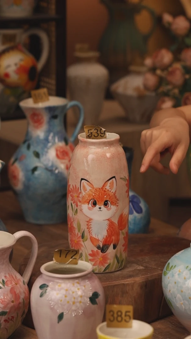 陶瓷539景德镇设计师手作花器摆件侘寂风