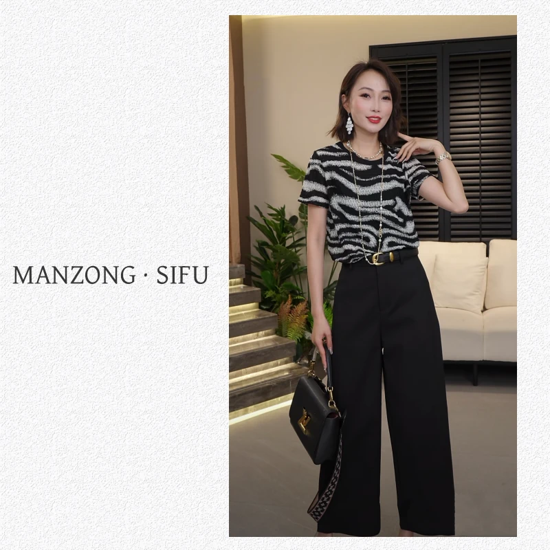 MANZONG·SIFU「万人迷」时尚野性豹纹短袖T恤2686