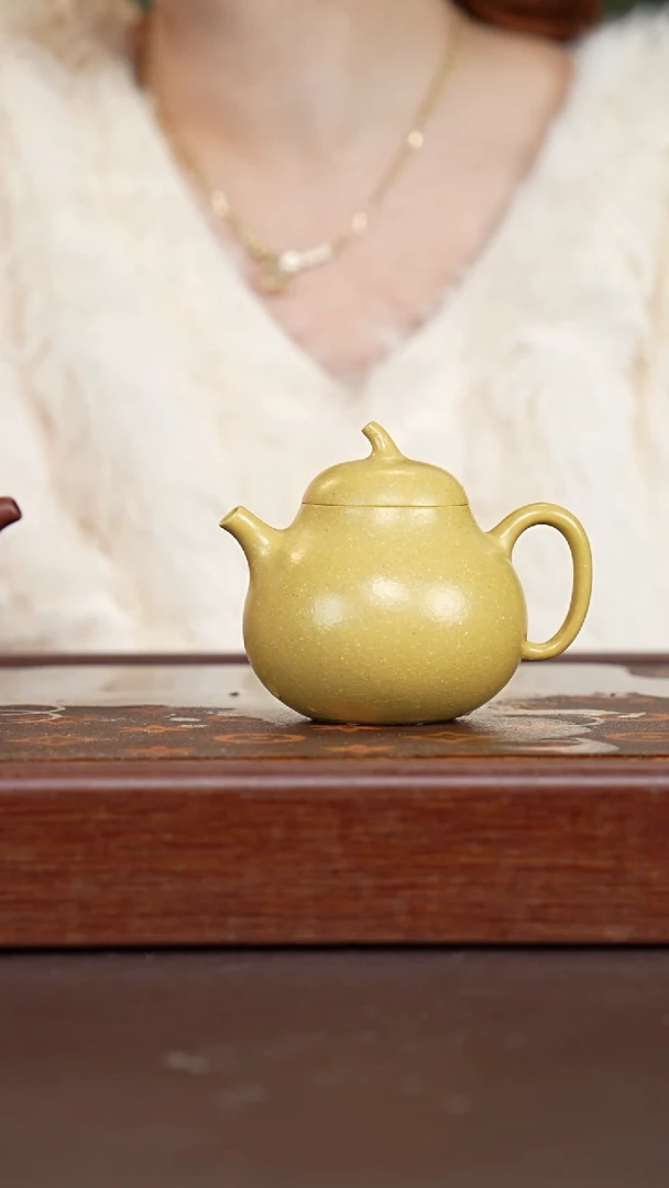 茶壶紫砂微瑕梨皮本绿茄瓜
