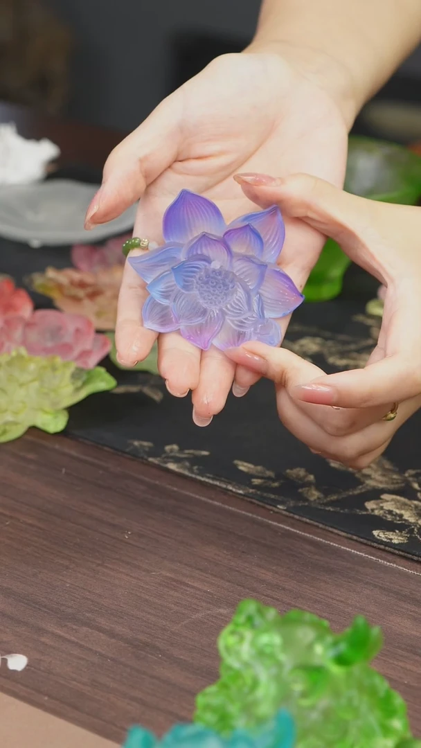 手工艺品琉璃六月荷花香插