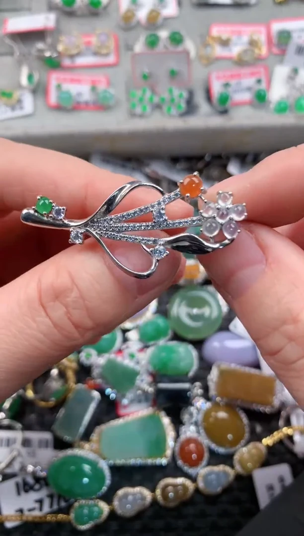 银S925镶嵌戒指翡翠777---1