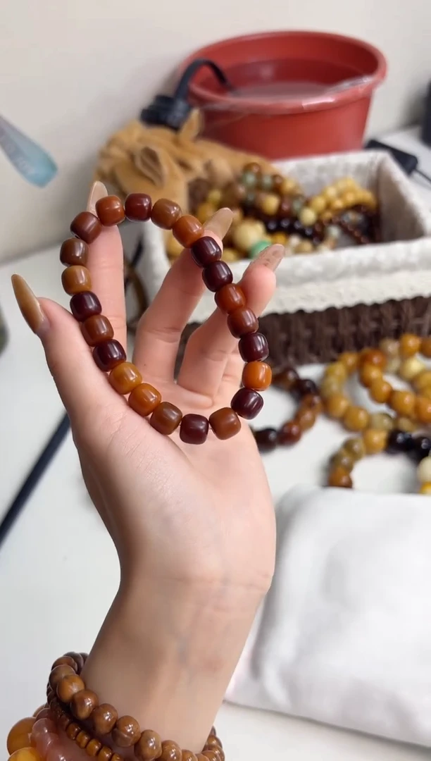 手串菩提根/象牙果沐h76干磨82年小老太桶珠9*10mm手串