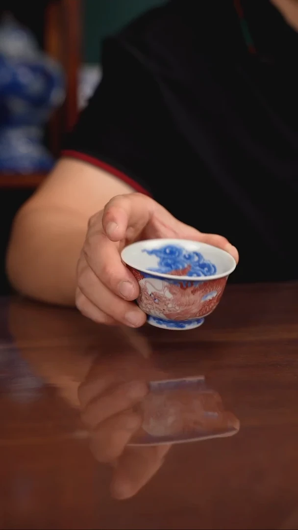 自成柴窑青花釉里红