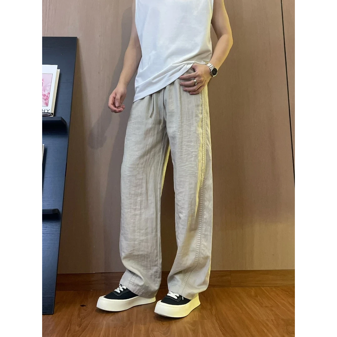 夏季薄款透气垂感莱赛尔凉感舒适阔腿裤宽松潮流美式时尚休闲长裤