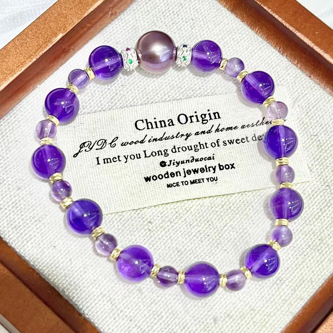 【短发七七】淡水紫色珍珠紫水晶手链/10-11mm