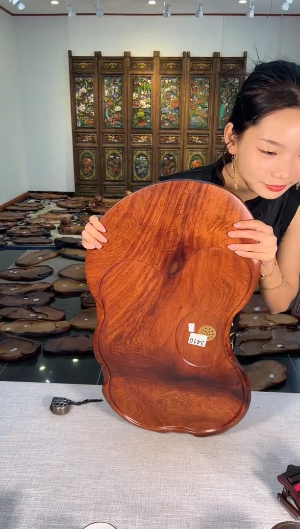 【闪购商品】大果紫檀（缅甸花梨）茶盘3410