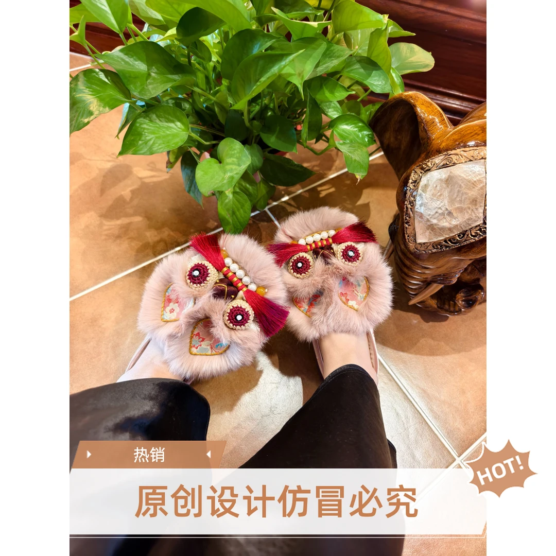 【奶茶粉】冬季加绒千层底手工虎头鞋缎面虎头鞋女款爆款2025新款