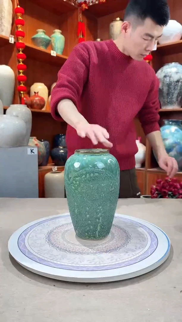 【闪购商品】瓶陶瓷花瓶 无花 绿森林中号