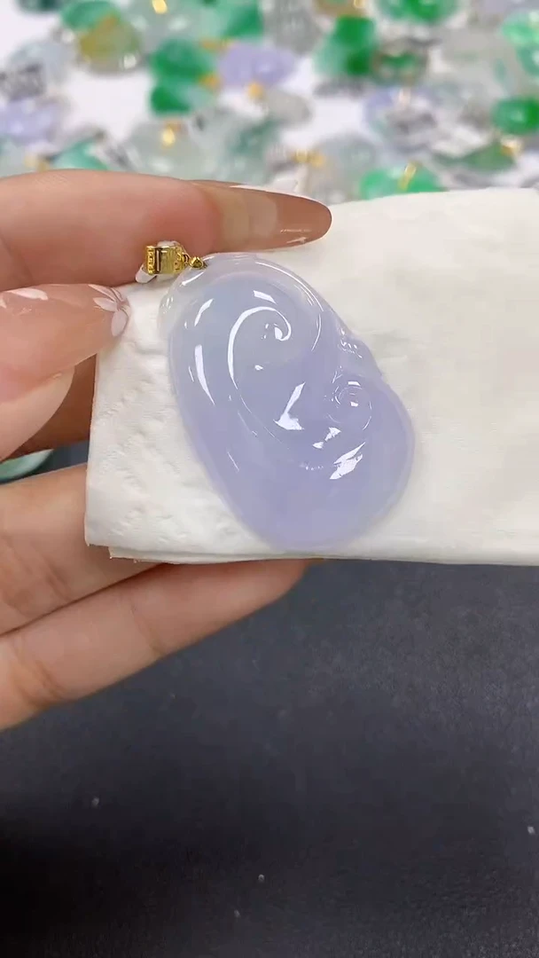 颈饰18K金镶嵌翡翠a货假一赔三支持复检百元上9元证书费自理