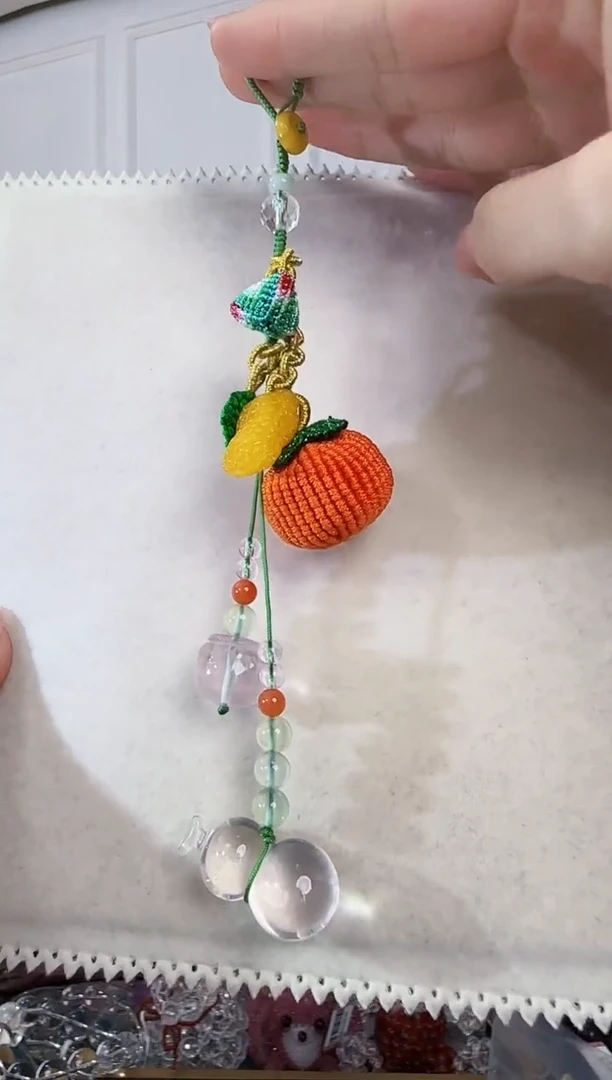 颈饰未镶嵌水晶冰橘粉葫芦手工柿子挂饰