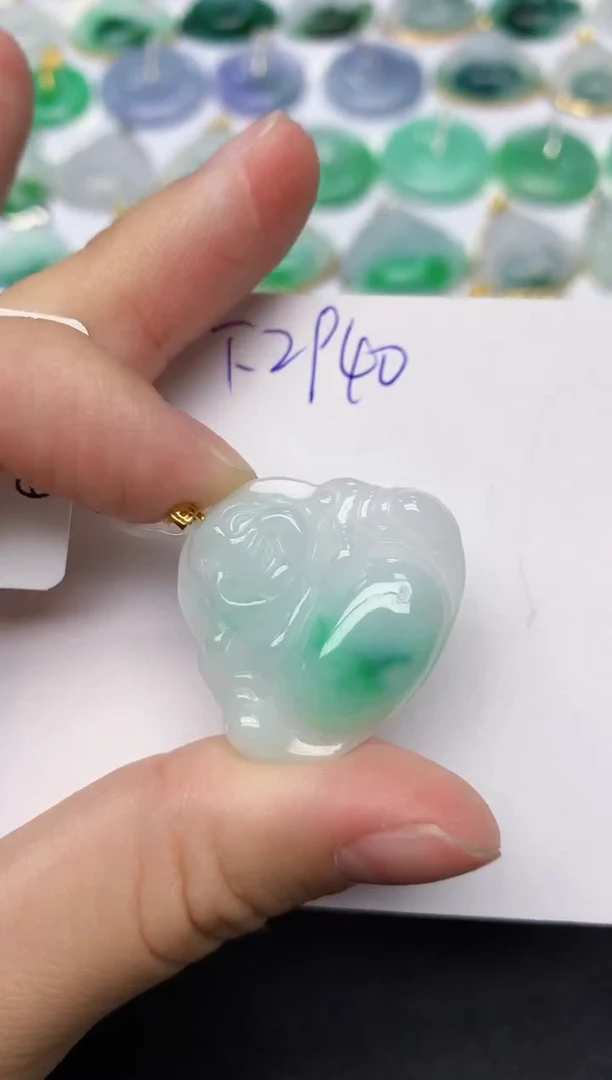 颈饰18K金镶嵌翡翠天然缅甸A货翡翠百元以上9元证书费自理