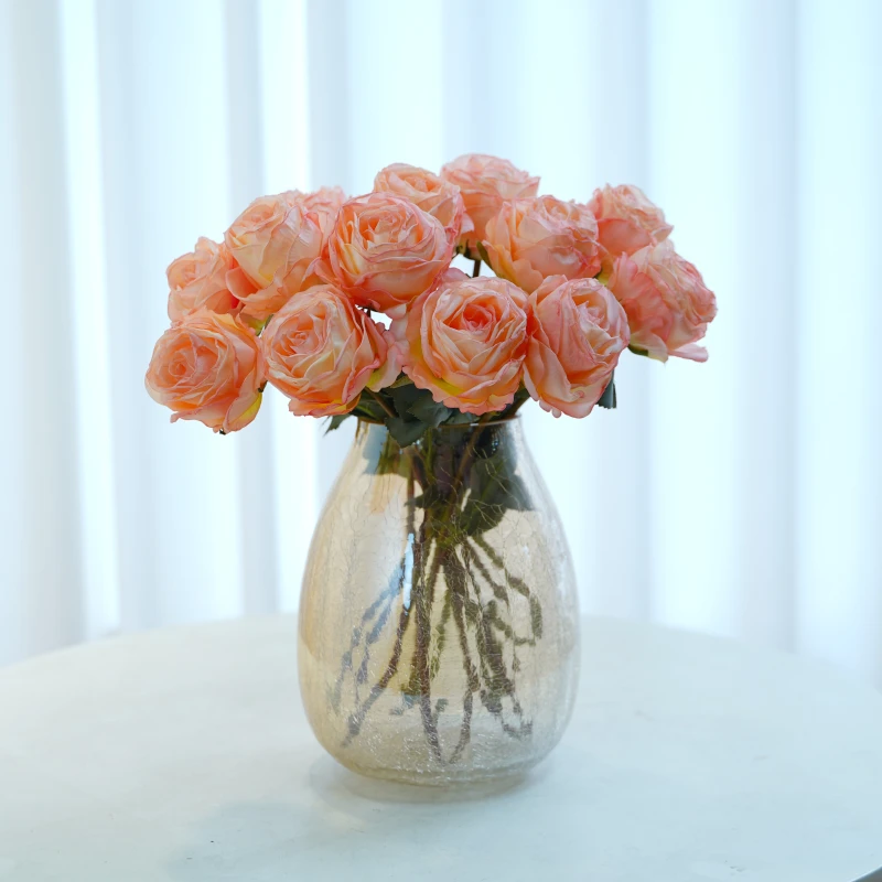 玫瑰仿真花假花客厅装饰花艺摆件餐桌花摆设干花仿生花束轻奢