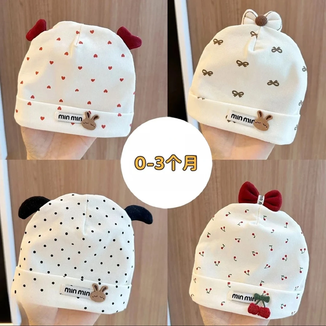 新生婴儿帽子春秋款可爱超萌套头帽初生宝宝棉质护囟门婴幼儿胎帽