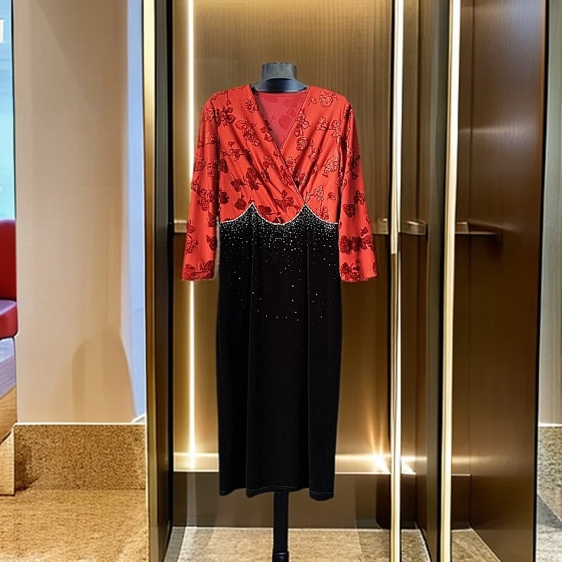 242276 设计师 新款洋气显瘦修身名媛时尚气质高端收腰女装连衣裙