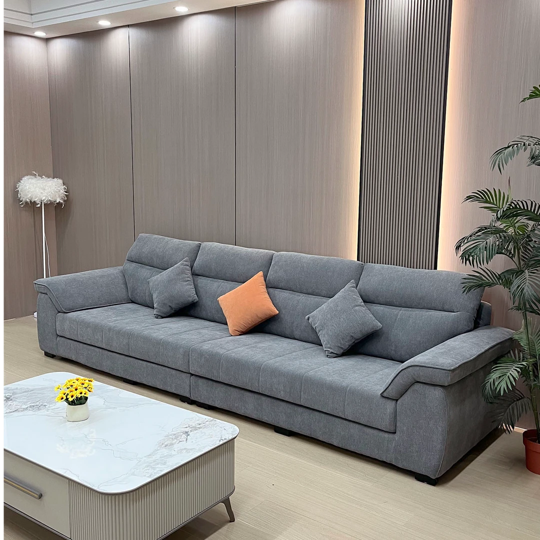 意式极简可拆洗高靠背雪尼尔布艺沙发客厅直排软靠包布沙发家用