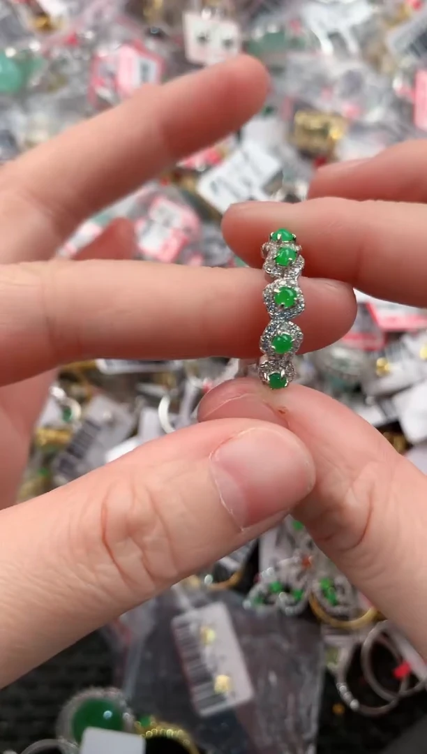 银S925镶嵌戒指翡翠222----5