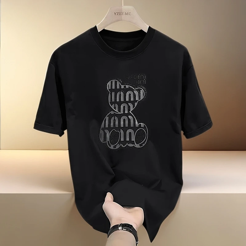 【大码300斤可穿潮牌奢品】黑色夏季新款时尚高街男装洋气短袖上衣