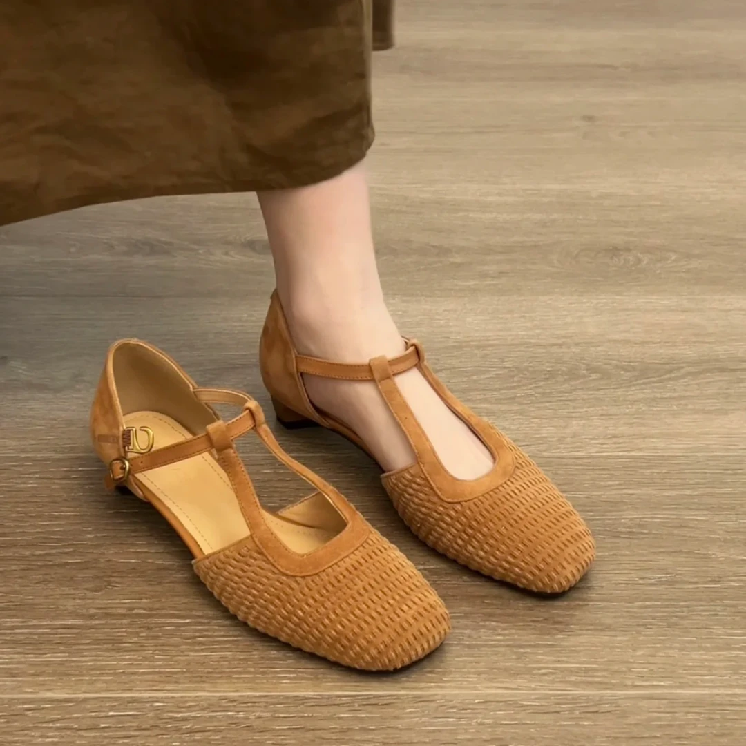 【我的罗马日记】3cm跟高复古软底秋日手工编制秋季氛围感编织单鞋
