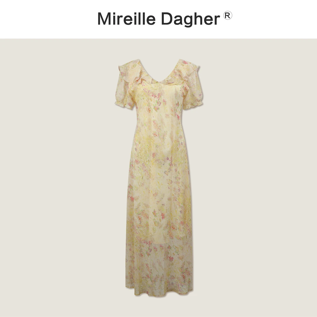 拼接碎花连衣裙女夏季新款V领连衣裙9959-5