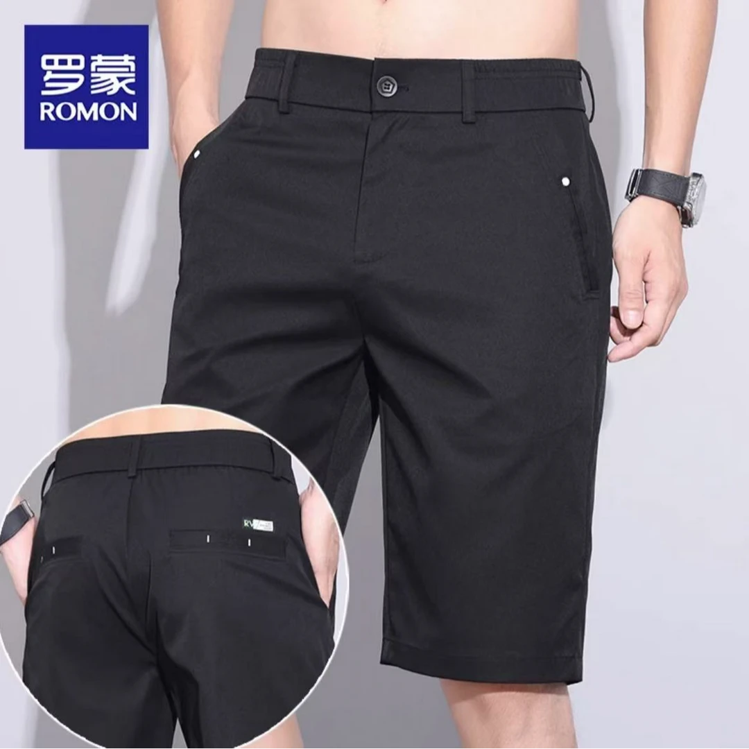 罗蒙冰丝速干五分短裤男士直筒休闲中裤2025夏季薄款透气5分西裤