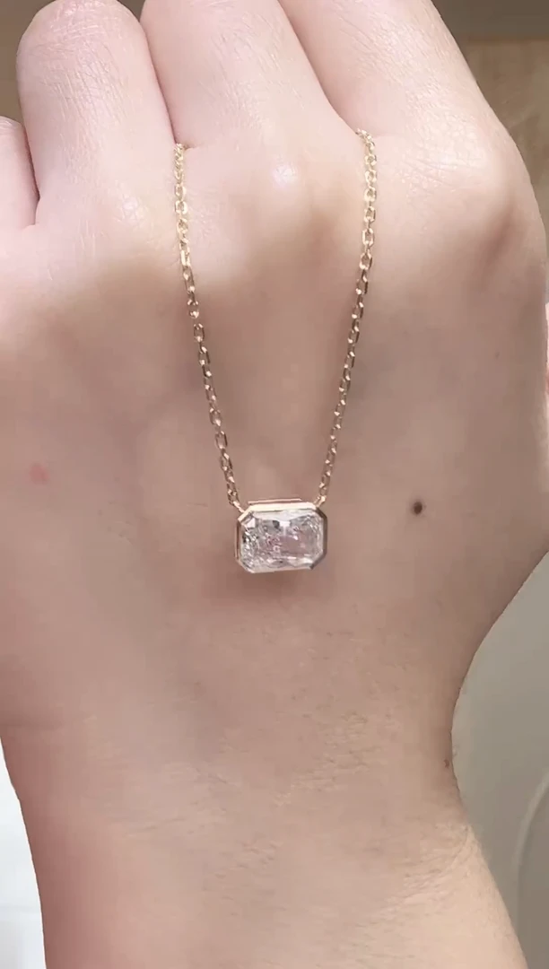 18K金镶嵌颈饰实验室培育钻石雷迪恩项链k黄