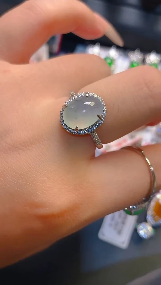 翡翠银S925镶嵌耳饰天然