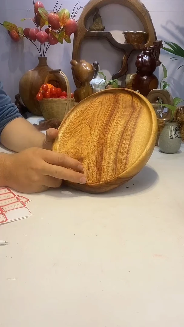 【闪购商品】香樟木A20椭圆盘尺寸26*23*4