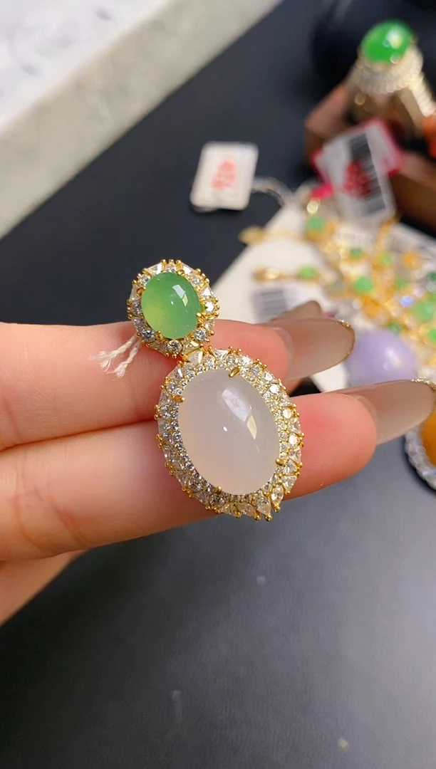 银S925镶嵌戒指翡翠天然