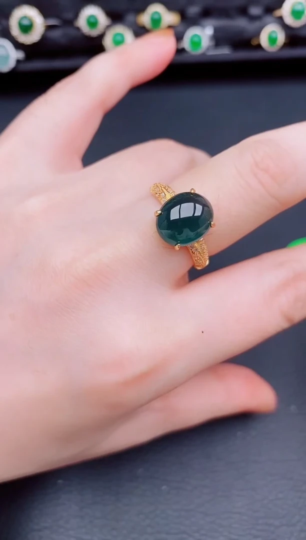 【闪购商品】翡翠戒指银S925镶嵌天然a货翡翠77