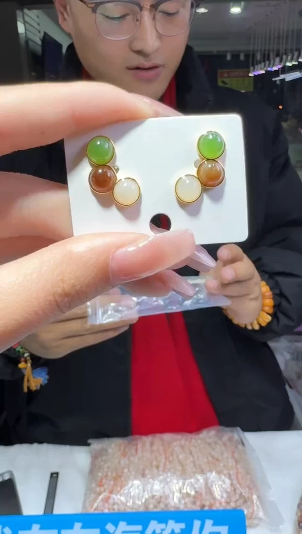 【闪购商品】和田玉耳饰银S925镶嵌多样性发一件 051