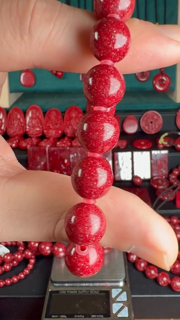 天然辰砂用****012米晶带备珠