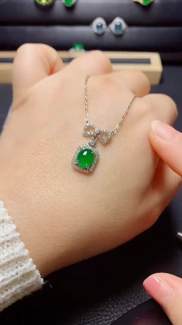 银S925镶嵌戒指翡翠 天然翡翠A货s925银镶