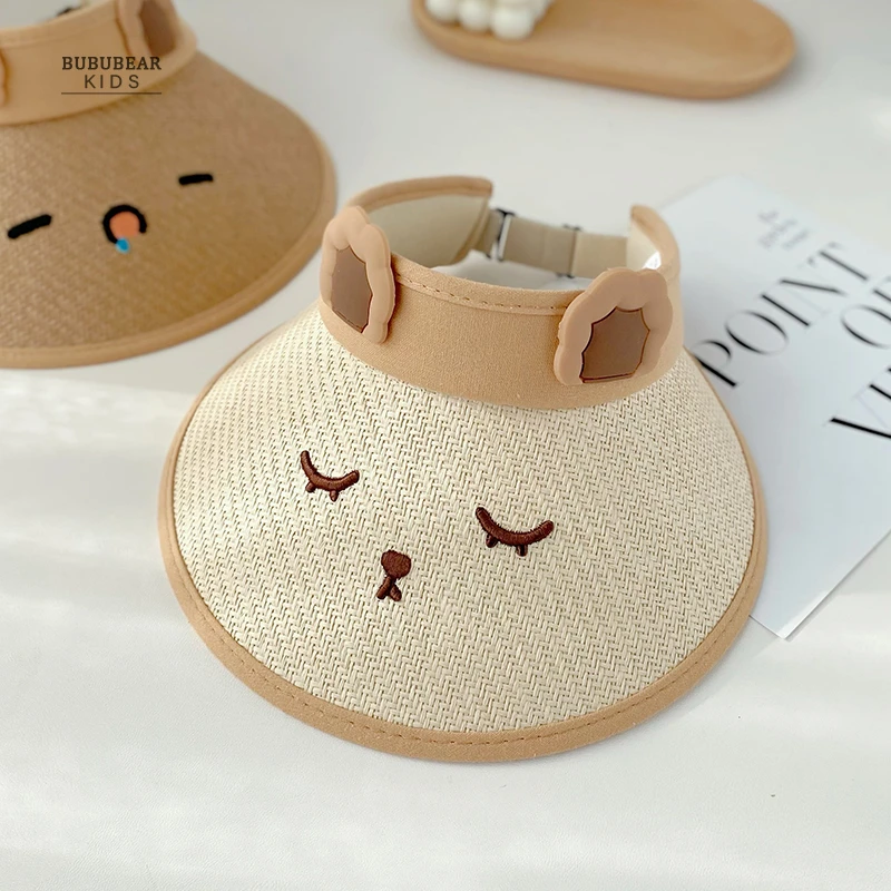 儿童遮阳防晒帽0-10岁太阳帽男女童宝宝沙滩草帽防紫外线空顶夏LX