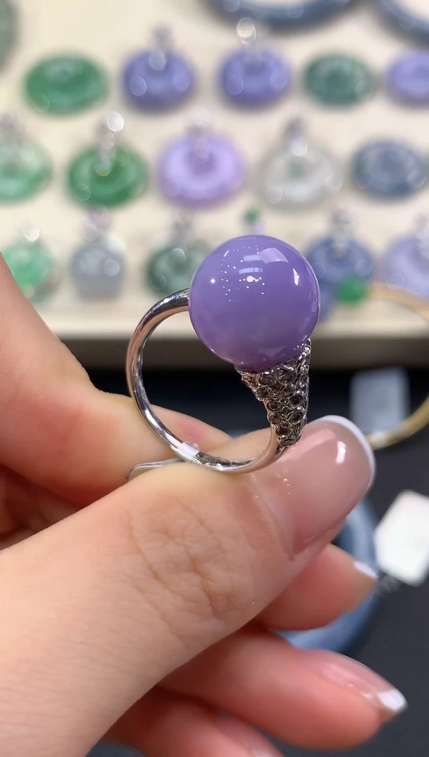 18K金镶嵌戒指翡翠夏日珠宝A72紫货有色差