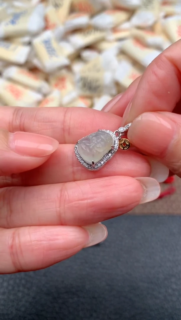 银S925镶嵌挂件翡翠一2