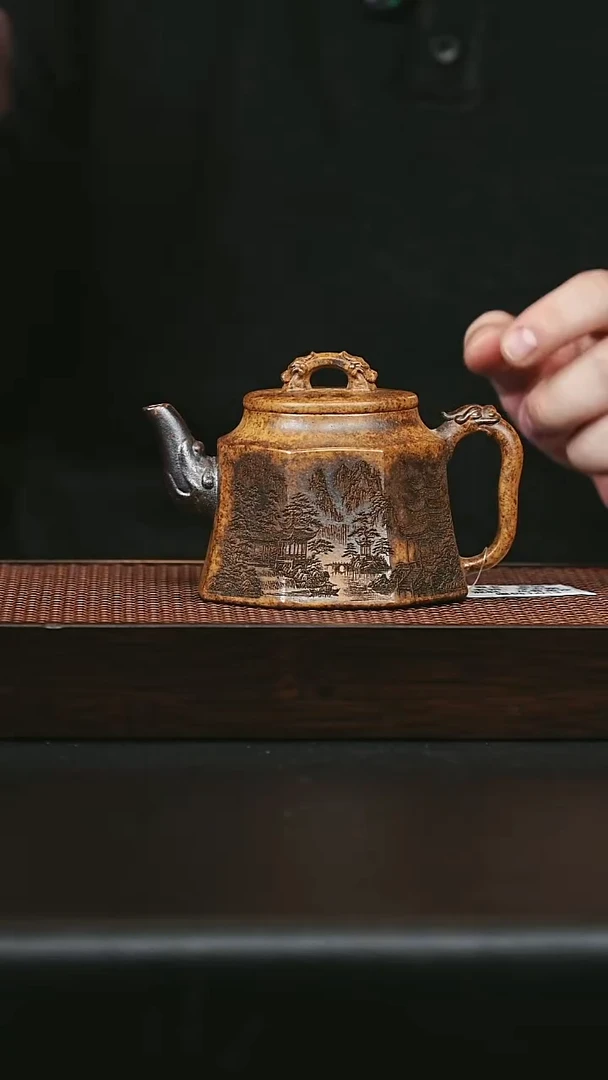 茶壶紫砂宜兴紫砂 金钟 280cc 龙骨金砂 李志刚h013