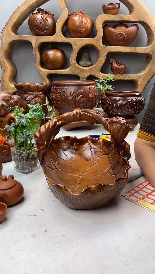 香樟木A36荷叶大提篮/尺寸