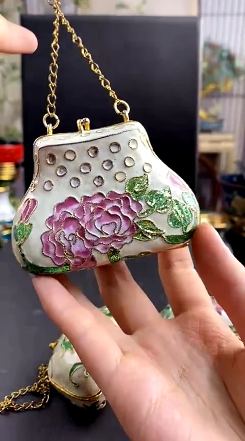 【闪购商品】非遗技艺 景泰蓝花丝包白色