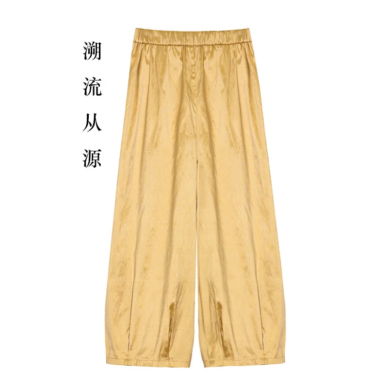 『花间醉月』新中式气质复古长款100桑蚕丝国风时尚小脚裤