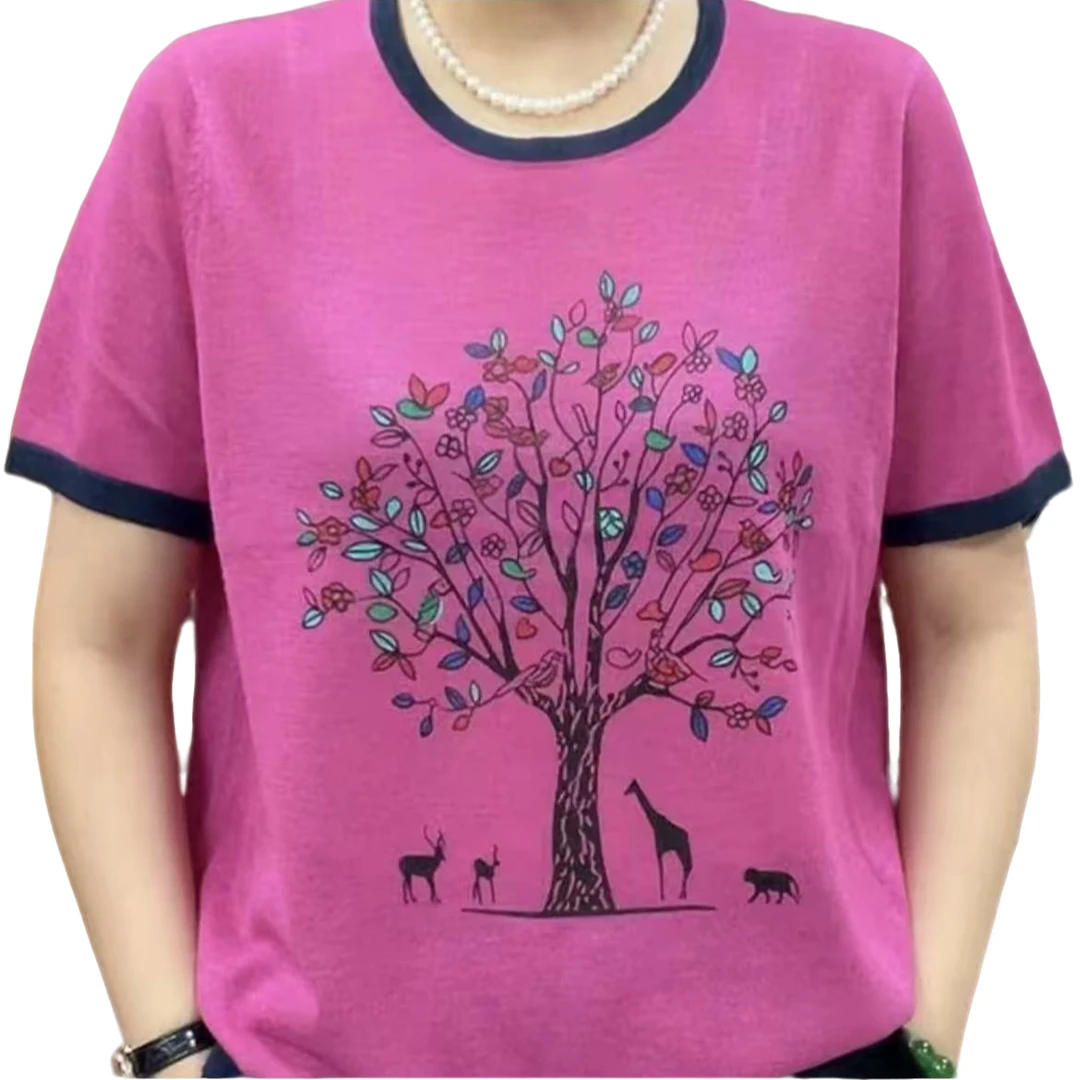 夏季新款圆领针织衫时尚休闲百搭