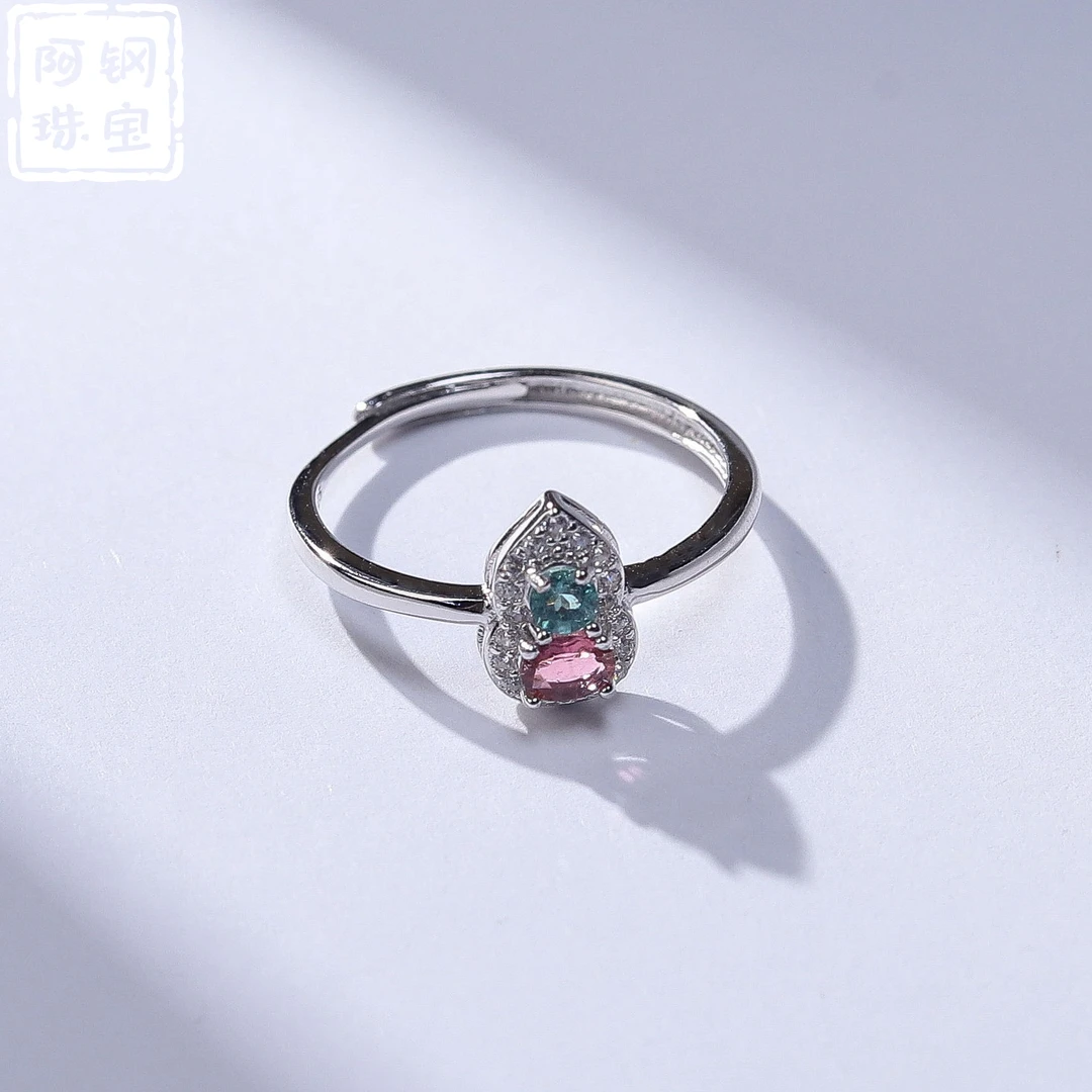 碧玺葫芦戒指(3*4)彩色贵重电气宝石活口戒925多样性发其一-BX908