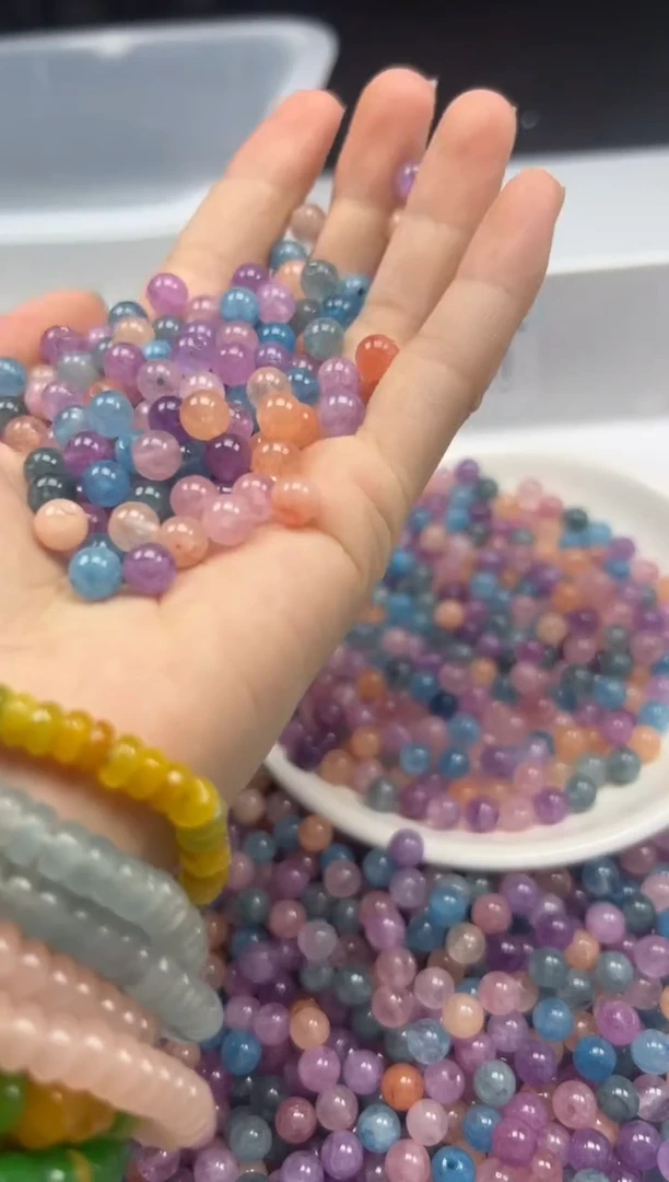 未镶嵌颈饰碧玺w1873彩虹色碧玺6mm*50颗