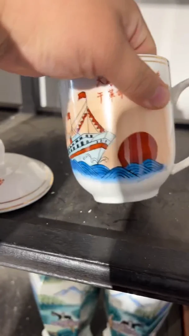 摆件瓷摆件瓷摆件大海办公杯