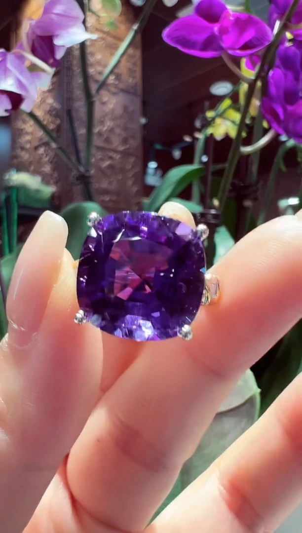 水晶戒指银S925镶嵌水晶戒指