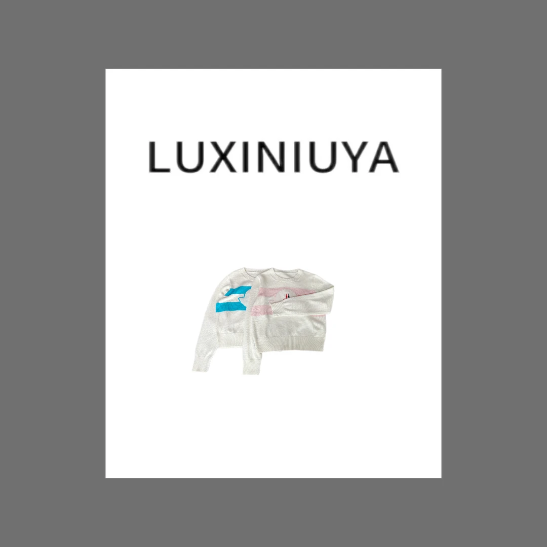 【LUXINIUYA】罗马图案 2025新款圆领撞色百搭长袖上衣 #CX2599